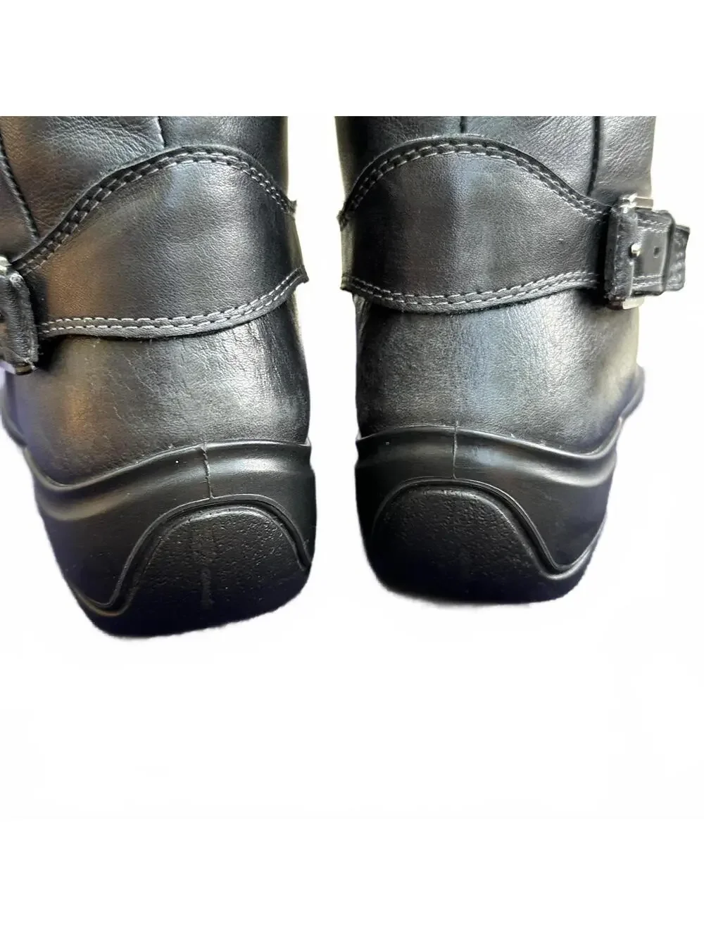 ECCO Nubuck Leather Boots Goretex Side Zip Buckle Details Sz 37 US 6.5 - 7